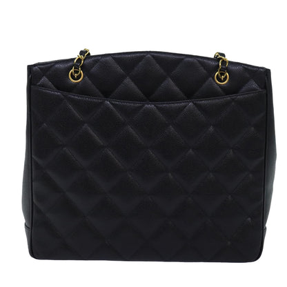 Chanel Big Matelasse Chain Shoulder Bag Caviar Skin Black CC Auth fmA