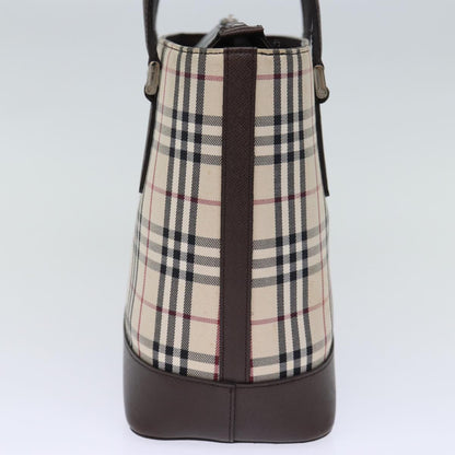 BURBERRY Nova Check Hand Bag Canvas Beige Auth fm3415