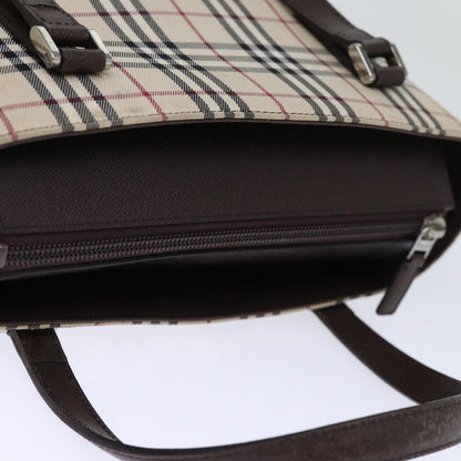 BURBERRY Nova Check Hand Bag Canvas Beige Auth fm3415