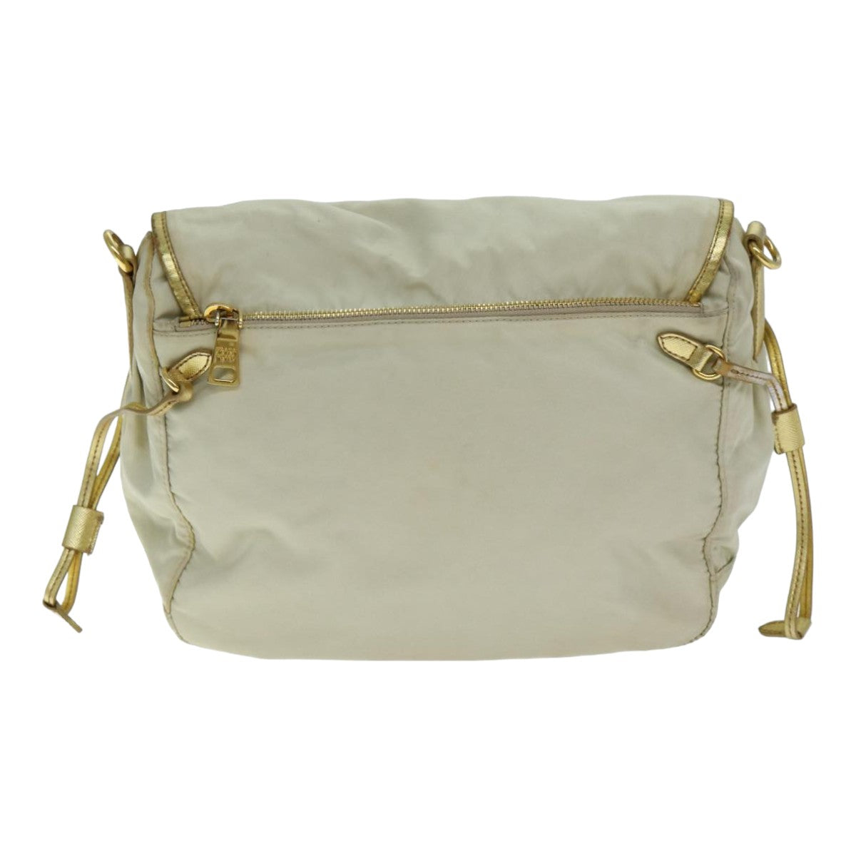 PRADA Shoulder Bag Nylon Beige Auth fm3522