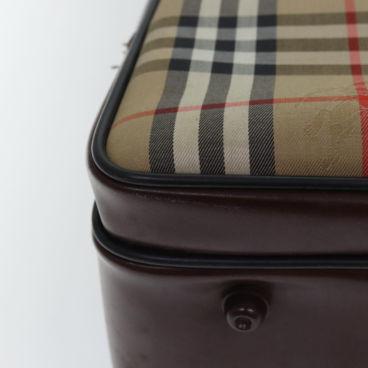 BURBERRYSs Nova Check Boston Bag Canvas Beige Auth fm3564