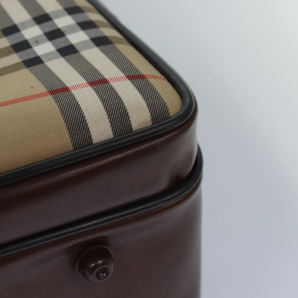 BURBERRYSs Nova Check Boston Bag Canvas Beige Auth fm3564