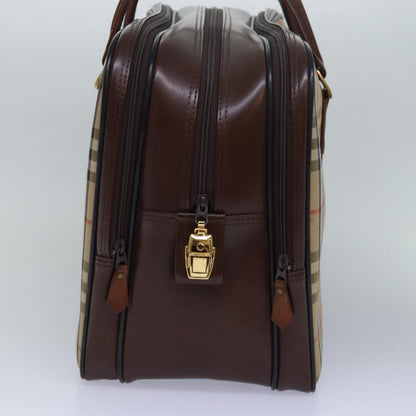 BURBERRYSs Nova Check Boston Bag Canvas Beige Auth fm3564