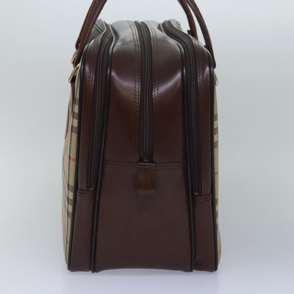 BURBERRYSs Nova Check Boston Bag Canvas Beige Auth fm3564