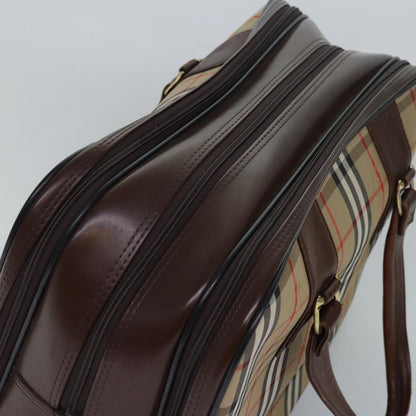 BURBERRYSs Nova Check Boston Bag Canvas Beige Auth fm3564