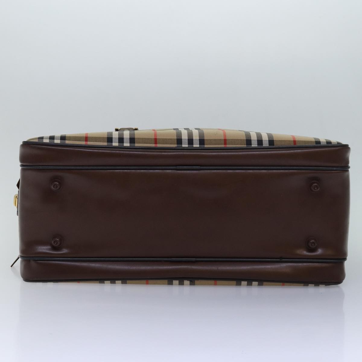 BURBERRYSs Nova Check Boston Bag Canvas Beige Auth fm3564