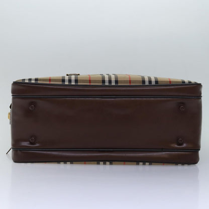BURBERRYSs Nova Check Boston Bag Canvas Beige Auth fm3564