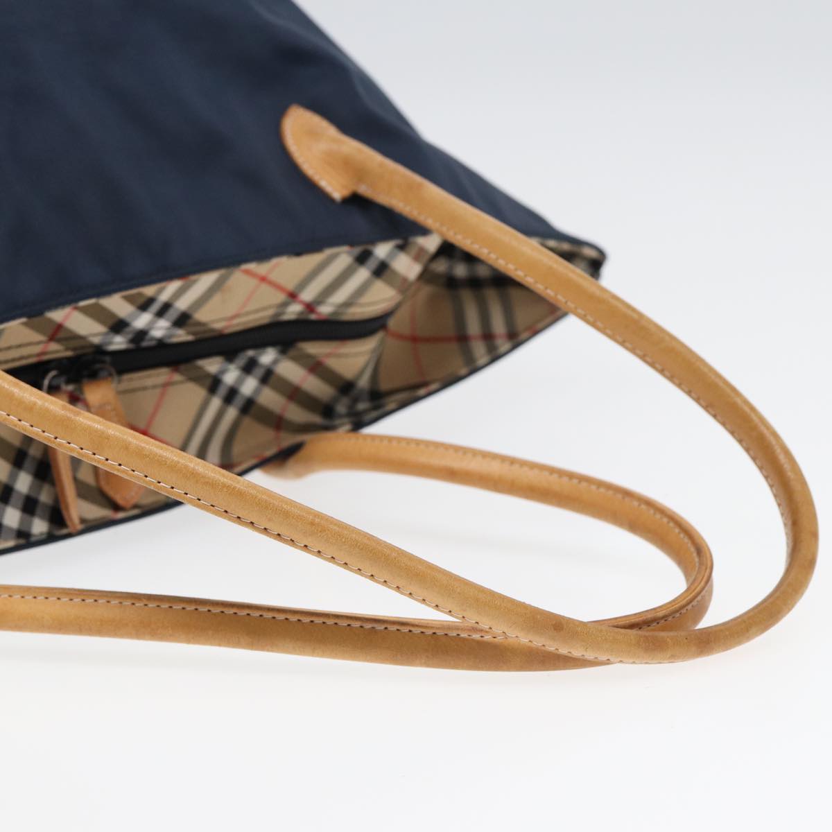 BURBERRYSs Nova Check Blue Label Tote Bag Nylon Navy Auth fm3650
