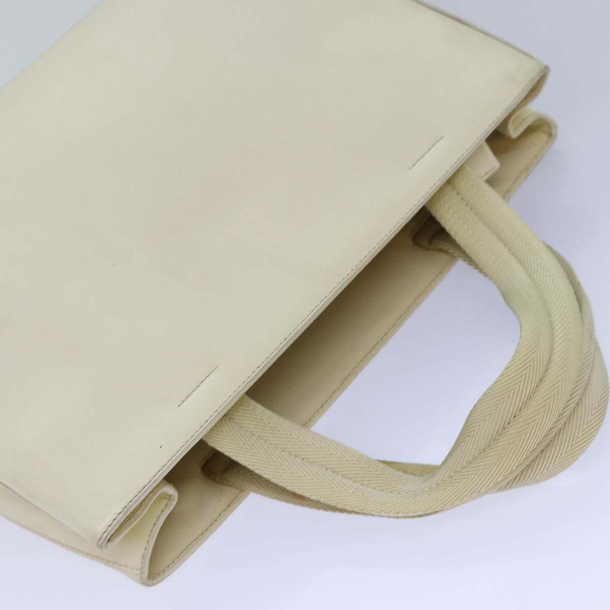 PRADA Hand Bag Leather Beige Auth fm3667