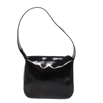 GUCCI Shoulder Bag Enamel Black Silver 001 1274 1703 Auth fm3746