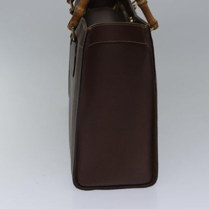 GUCCI Bamboo Hand Bag Leather Brown Gold 002 1186 0260 Auth fm3775