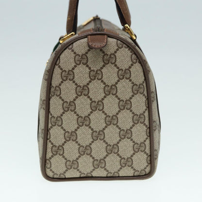 GUCCI GG Supreme Web Sherry Line Boston Bag PVC Beige Gold 39 02 006 Auth fm3791