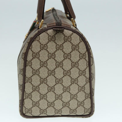 GUCCI GG Supreme Web Sherry Line Boston Bag PVC Beige Gold 40 02 007 Auth fm3792