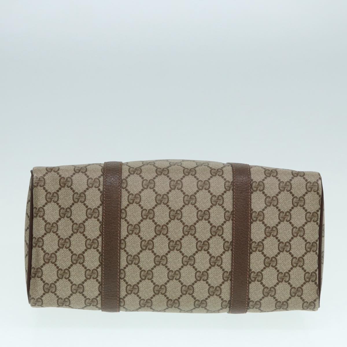 GUCCI GG Supreme Web Sherry Line Boston Bag PVC Beige Gold 40 02 007 Auth fm3792
