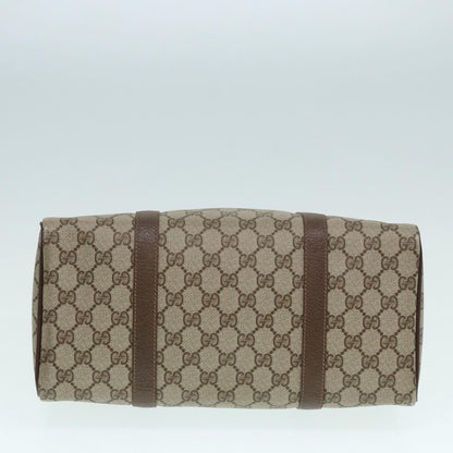 GUCCI GG Supreme Web Sherry Line Boston Bag PVC Beige Gold 40 02 007 Auth fm3792
