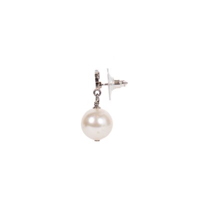 Chanel Faux Pearl and Crystal CC Drop Earrings