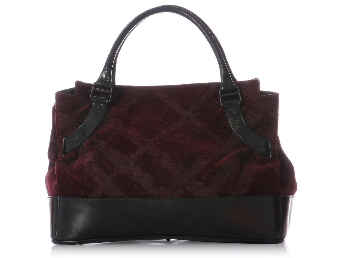 Burbe**y Burgundy Velvet Tote