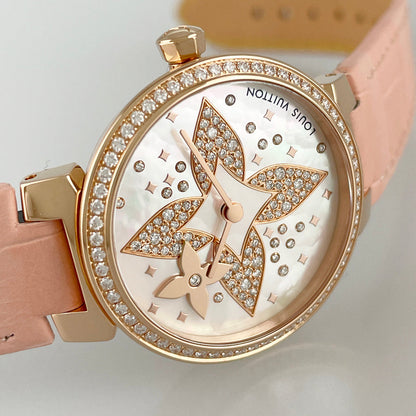 LOUIS VUITTON Tambour Slim Star Blossom 28 battery replacedquartz Women's Watches