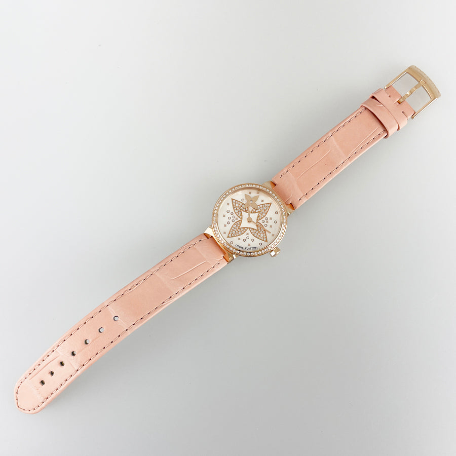 LOUIS VUITTON Tambour Slim Star Blossom 28 battery replacedquartz Women's Watches