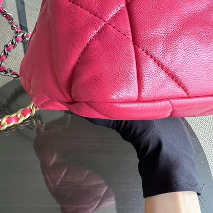 *Full Set, Receipt* 19bag C19 Goatskin Quilted Small Hot Pink Two-tone Hardware Series 29
