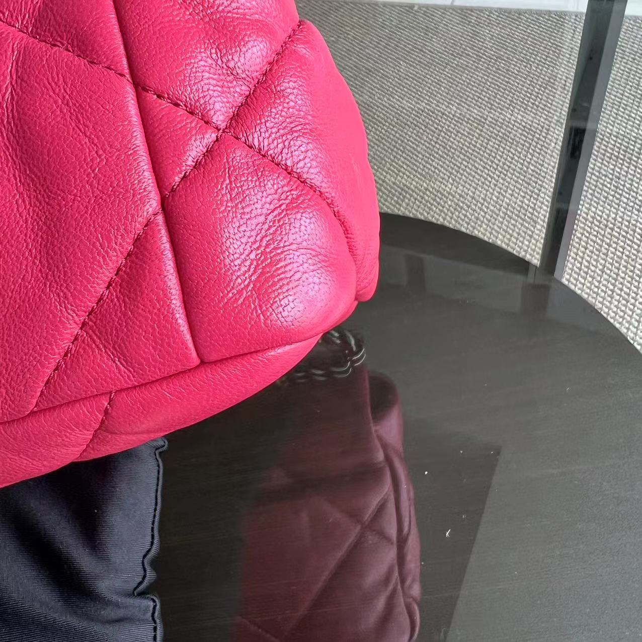 *Full Set, Receipt* 19bag C19 Goatskin Quilted Small Hot Pink Two-tone Hardware Series 29