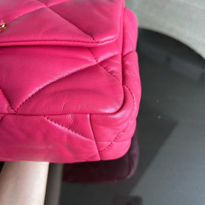 *Full Set, Receipt* 19bag C19 Goatskin Quilted Small Hot Pink Two-tone Hardware Series 29