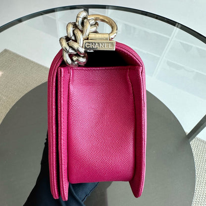 *Full Set, Receipt* Boy Caviar Old Medium 25CM Quilted Leboy Hot Pink GHW No 23