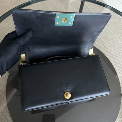 *Full set, Receipt* Boy Old Medium 25CM Lambskin Quilted Lambskin Black GHW No 22