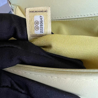 *Full Set Receipt* Boy Old Medium 25CM Quilted Calfskin Yellow Golden Hardware Series 22