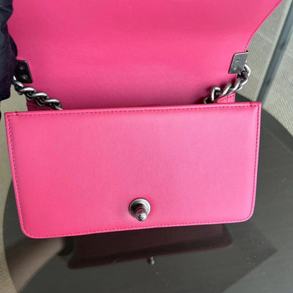 *Full Set, Receipt* Boy Small 20CM Quilted Calfskin Hot Pink RSHW No 26