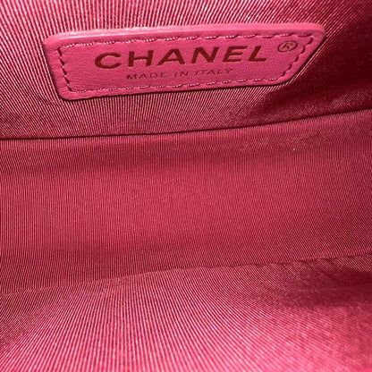 *Full Set, Receipt* Boy Small 20CM Quilted Calfskin Hot Pink RSHW No 26