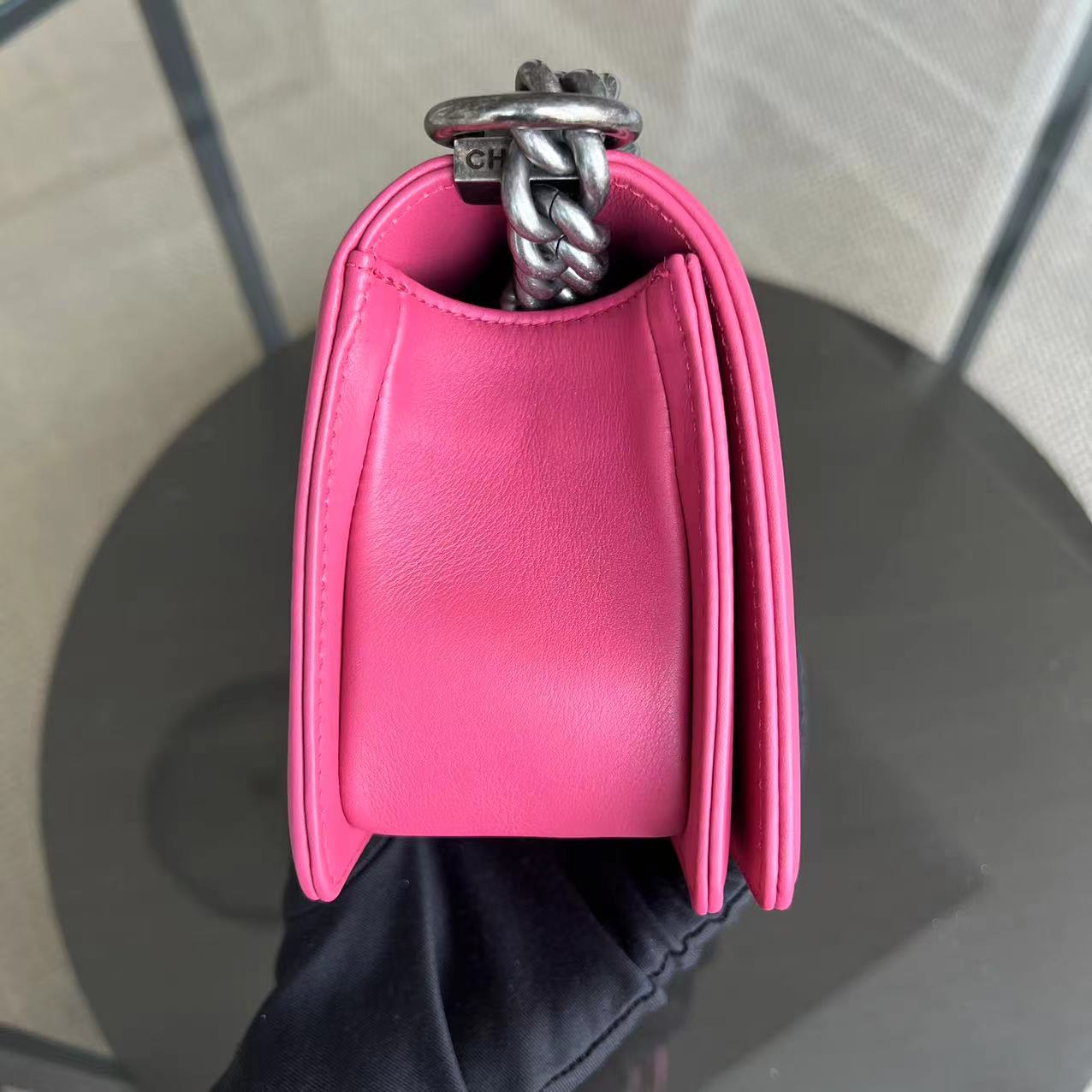 *Full Set, Receipt* Boy Small 20CM Quilted Calfskin Hot Pink RSHW No 26
