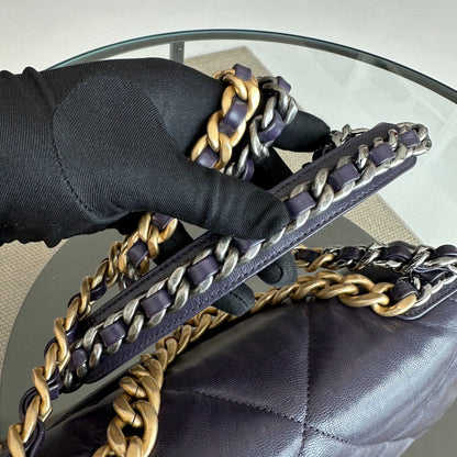 *Full Set, Receipt* C19 Small 19 Bag Goatskin Dark Purple 3-Tone 19Bag GHW No 30