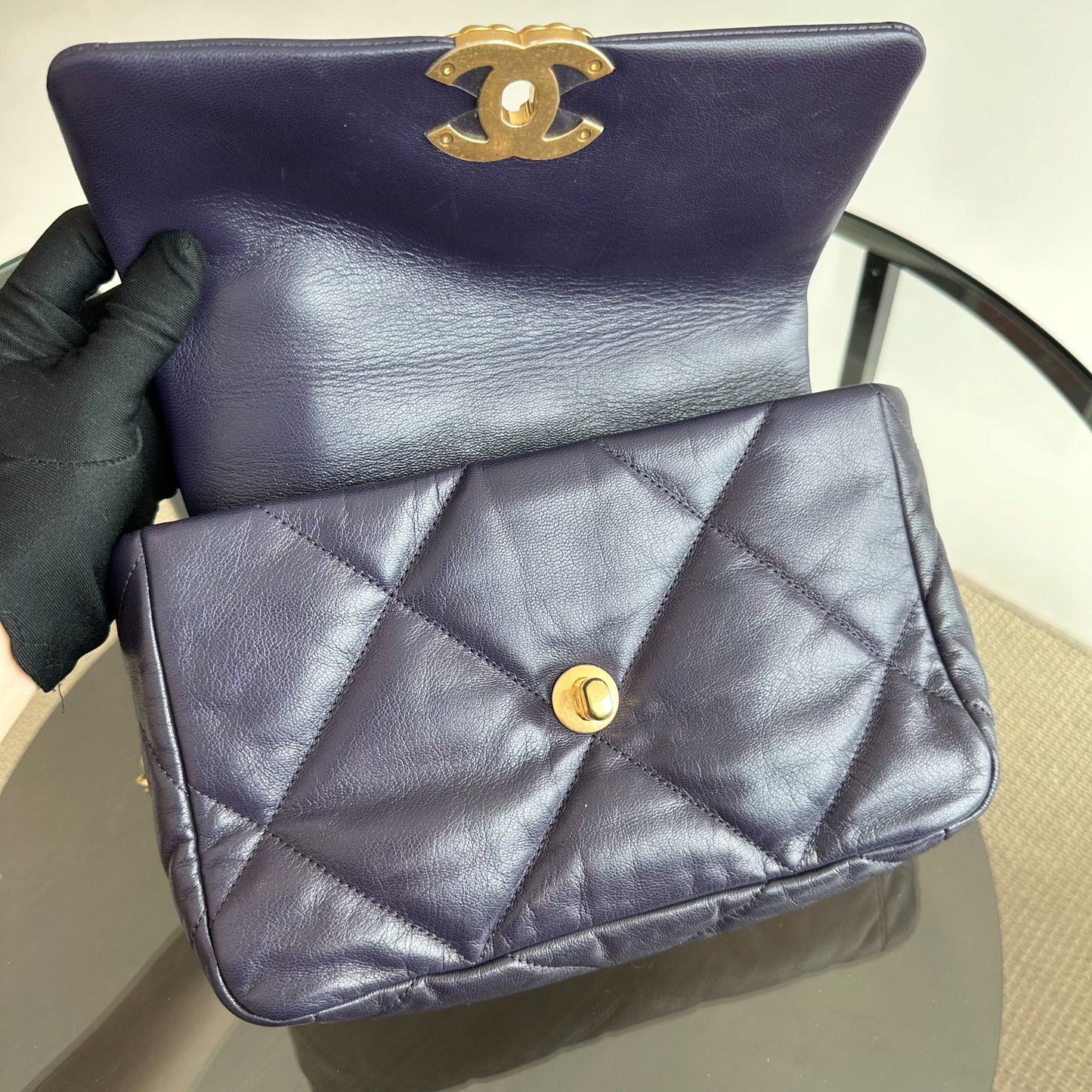 *Full Set, Receipt* C19 Small 19 Bag Goatskin Dark Purple 3-Tone 19Bag GHW No 30