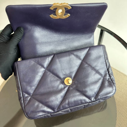 *Full Set, Receipt* C19 Small 19 Bag Goatskin Dark Purple 3-Tone 19Bag GHW No 30