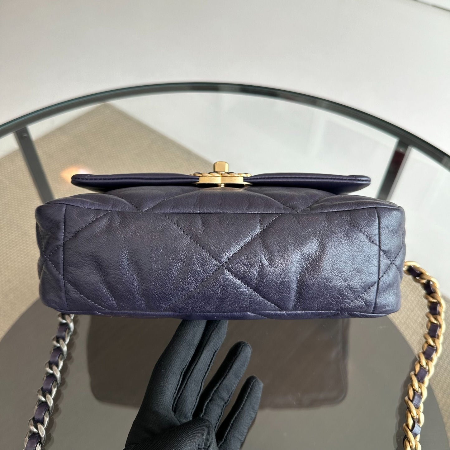 *Full Set, Receipt* C19 Small 19 Bag Goatskin Dark Purple 3-Tone 19Bag GHW No 30