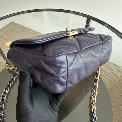*Full Set, Receipt* C19 Small 19 Bag Goatskin Dark Purple 3-Tone 19Bag GHW No 30