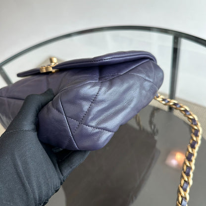 *Full Set, Receipt* C19 Small 19 Bag Goatskin Dark Purple 3-Tone 19Bag GHW No 30
