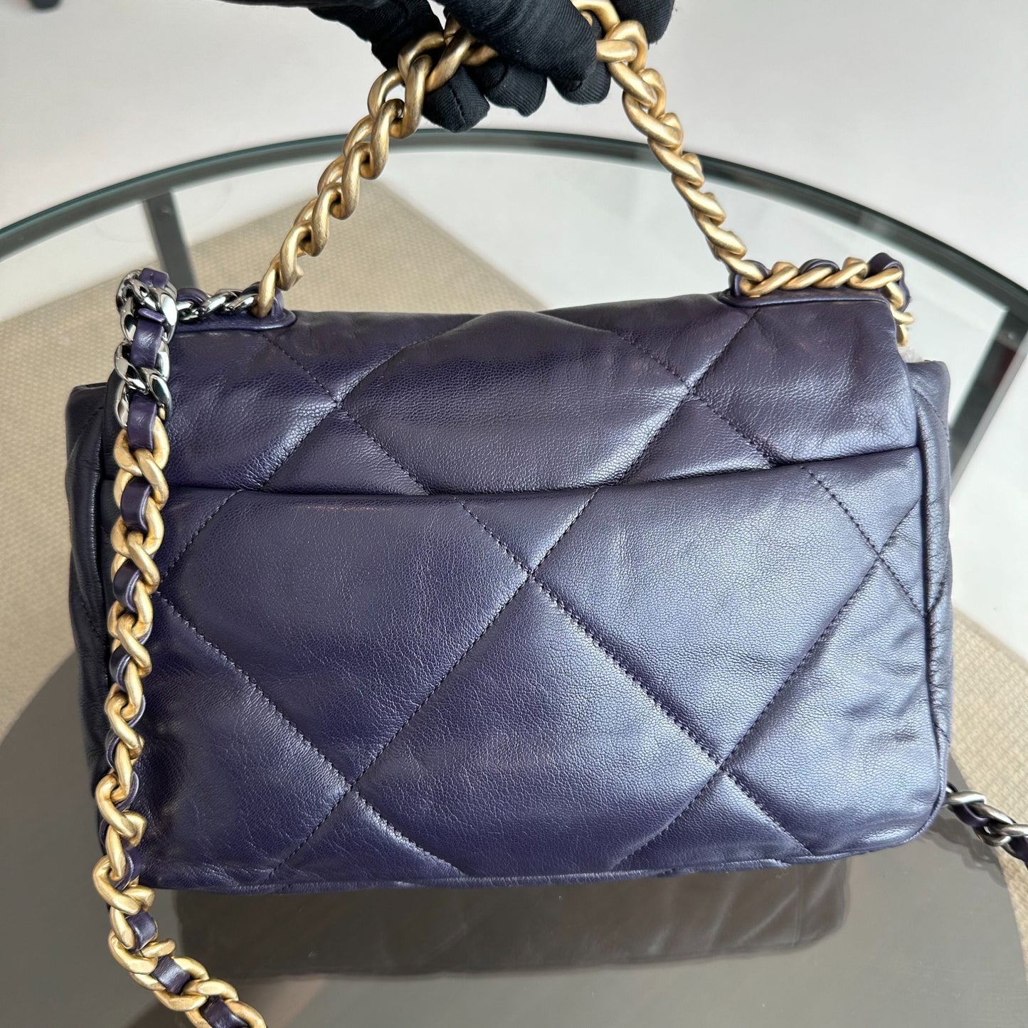 *Full Set, Receipt* C19 Small 19 Bag Goatskin Dark Purple 3-Tone 19Bag GHW No 30