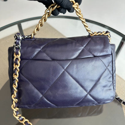 *Full Set, Receipt* C19 Small 19 Bag Goatskin Dark Purple 3-Tone 19Bag GHW No 30