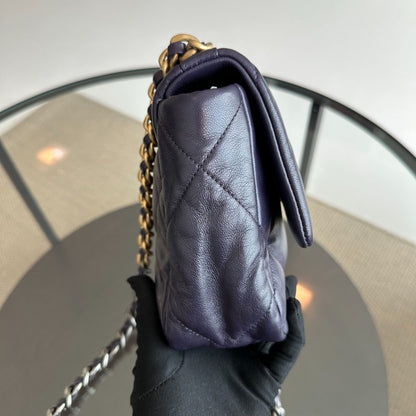 *Full Set, Receipt* C19 Small 19 Bag Goatskin Dark Purple 3-Tone 19Bag GHW No 30