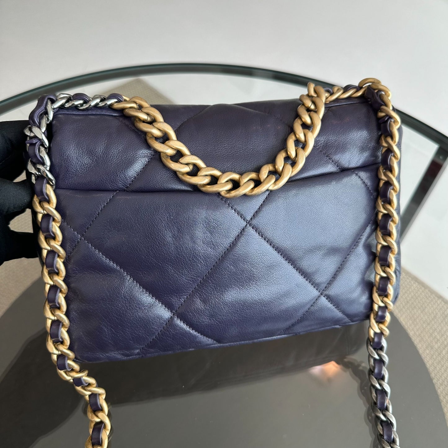 *Full Set, Receipt* C19 Small 19 Bag Goatskin Dark Purple 3-Tone 19Bag GHW No 30