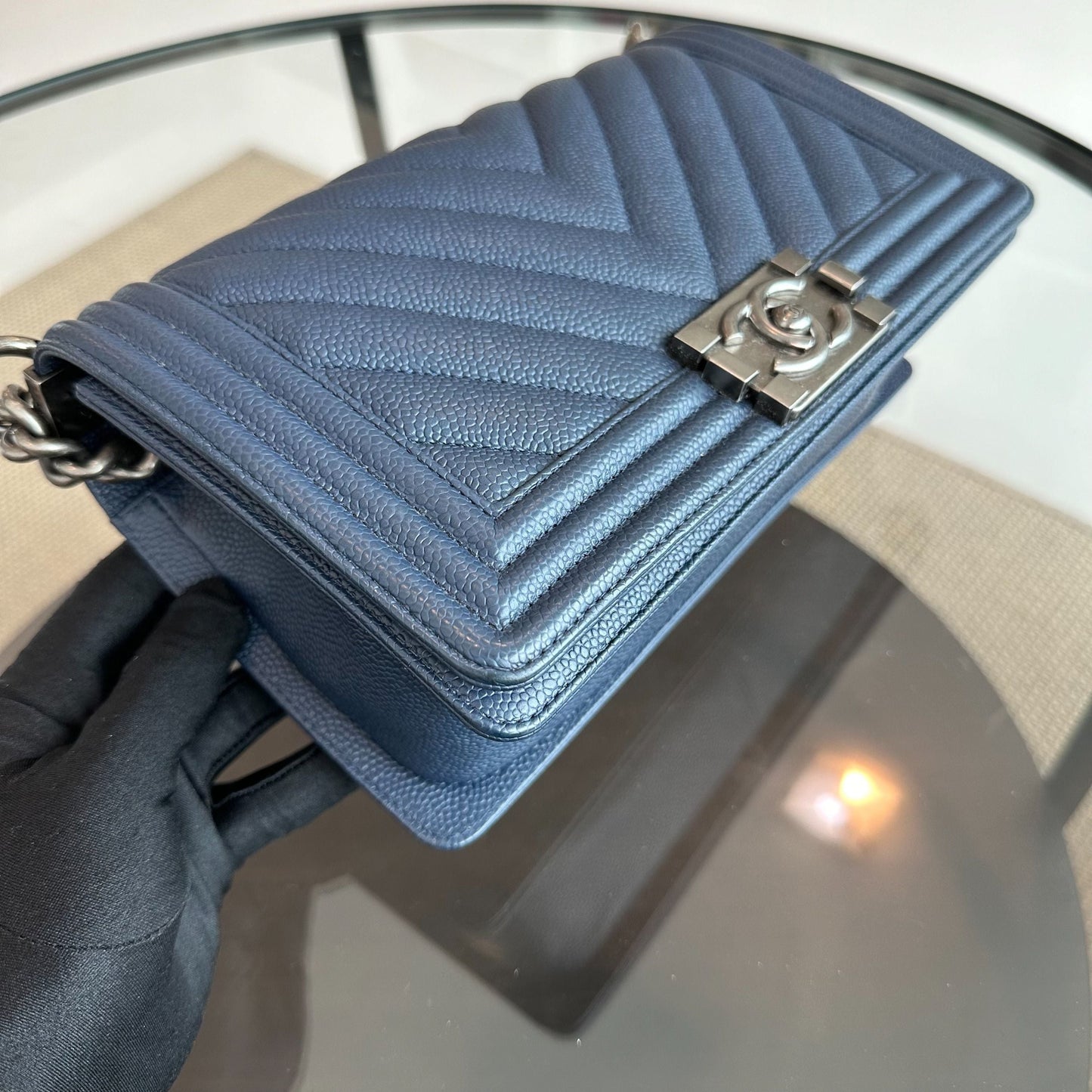 *Full Set, Receipt* Caviar Boy Old Medium 25CM Chevron Dark Blue RSHW No 28