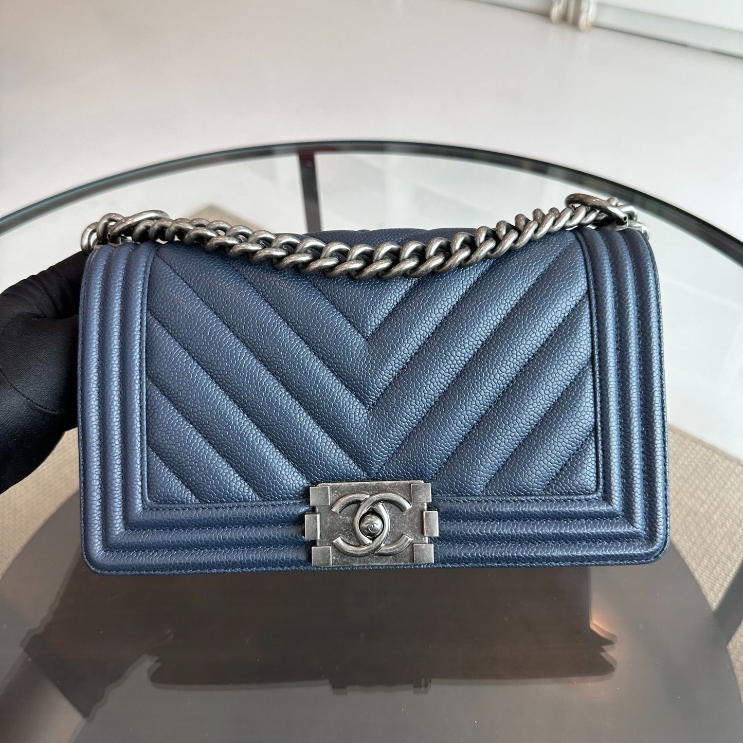 *Full Set, Receipt* Caviar Boy Old Medium 25CM Chevron Dark Blue RSHW No 28