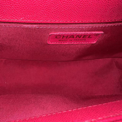 *Full Set, Receipt* Caviar Boy Old Medium 25CM Quilted Calfskin Hot Pink GHW LGHW No 23