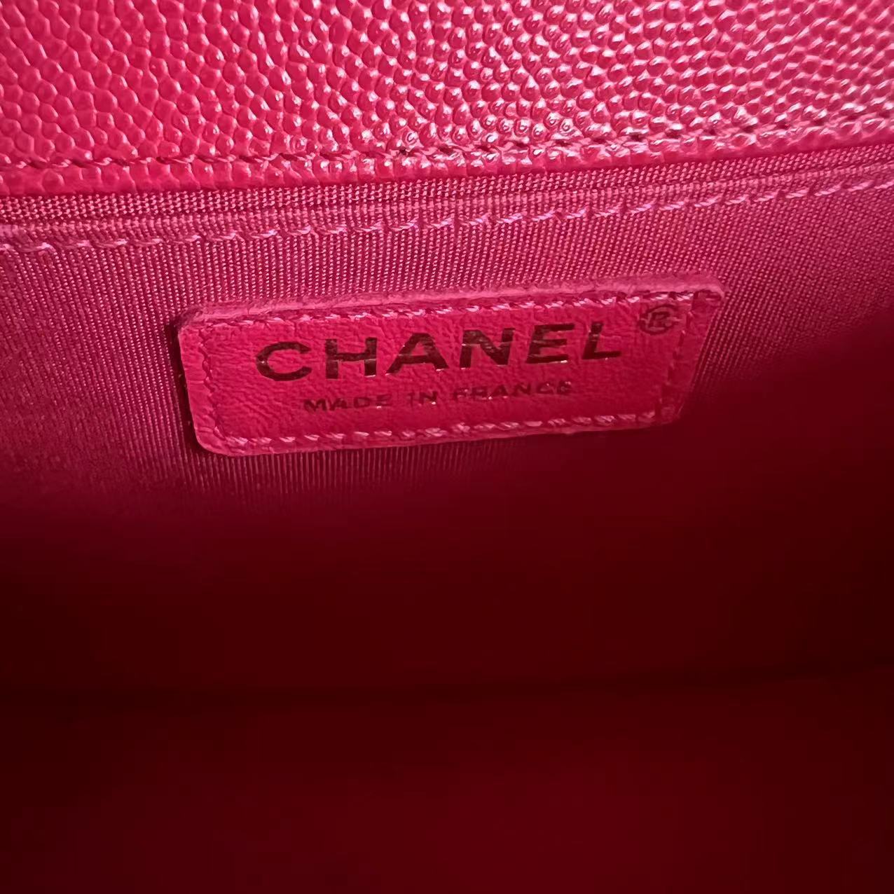 *Full Set, Receipt* Caviar Boy Old Medium 25CM Quilted Calfskin Hot Pink GHW LGHW No 23