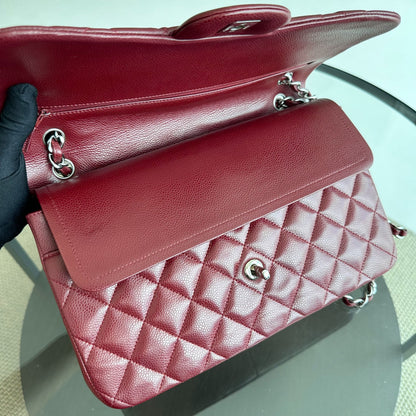 *Full Set, Receipt* Caviar Jumbo Double Flap Burgundy SHW No 14