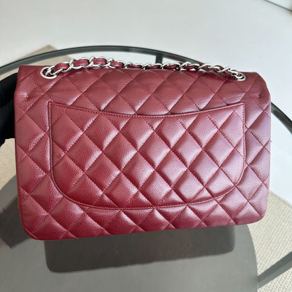 *Full Set, Receipt* Caviar Jumbo Double Flap Burgundy SHW No 14