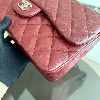*Full Set, Receipt* Caviar Jumbo Double Flap Burgundy SHW No 14
