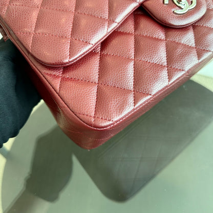 *Full Set, Receipt* Caviar Jumbo Double Flap Burgundy SHW No 14